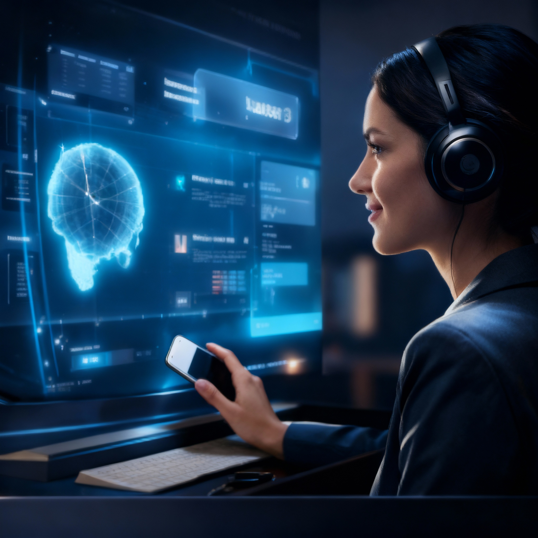 Estudiante usando tecnología de IA para aprender idiomas